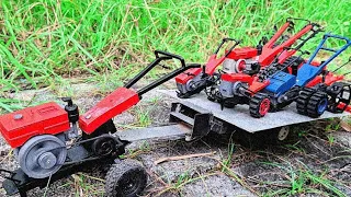 Mini Rice Tractor Goes to the Rice Fields and Plows Straight & Some of the Field Tractors Overturn