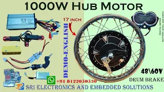 48/60v 1000w 17 inch Hub motor E-bike kit-Vendeo -For Splendor ,Passion pro - Full Demo- English