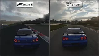 Forza Motorsport 7 vs Gran Turismo Sport - Nissan Skyline GT-R V-spec II (R34) at Brands Hatch GP