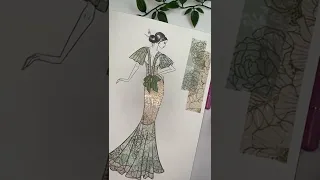 asmr / green fashion look in my fashion sketchbook 💚#4