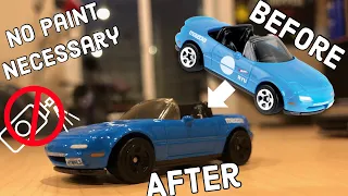 Easy decal removal and wheel color change - NO PAINTING! Hotwheels - matchbox black wheels