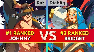 GGST ▰ Rat (#1 Ranked Johnny) vs Digblig (#2 Ranked Bridget). High Level Gameplay