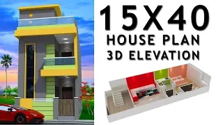 15X40 House plan with 3d elevation by nikshail