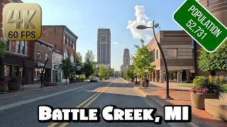 Driving Around Downtown Battle Creek, Michigan in 4k Video