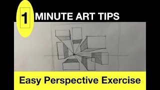 Easy 1-Point Perspective Exercise |  1 Minute Art Tips