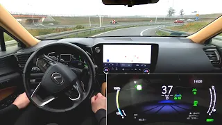 Lexus NX Hybrid Adaptive Cruise Control + Lane Trace Assist. Traffic jam highway driving. Autonomous