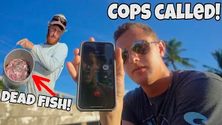 ANGRY GUY DUMPS DEAD FISH ON ME While FISHING!!! (COPS CALLED)