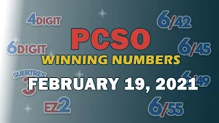 P49M Jackpot Ultra lotto 6/58, EZ2, Suertres, 4Digit, and Megalotto 6/45 | February 19, 2021