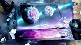 Candy Space Landscape 🍭- SPRAY PAINT ART by Skech