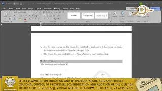 Select Committee on Education and Technology, Sport, Arts and Culture, 24 April 2024