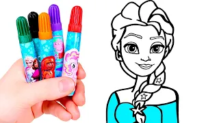 Dibuja y Colorea a Elsa 👸❄🎨 Dibujos para pintar