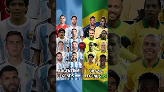 Argentina Legends VS Brazil Legends 😯🔥(Messi, Pele, Maradona, Ronaldinho, Ronaldo, Kaká)🐐😈💪💥