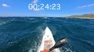 1 MINUTE DOWNWIND SURFING IN A SLOW SURFSKI