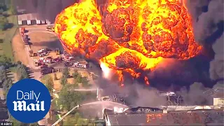 Huge chemical plant explosion outside Chicago causes major fire