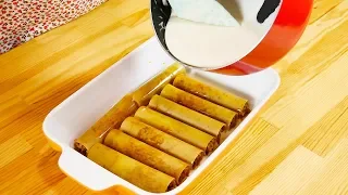 Cannelloni from meat  Under sauce Bechamel