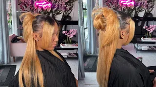 HOW TO: DETAILED Quick Weave Tutorial // Blonde Half Up w/ Bangs // Jasmine K. & The Pretty Lounge