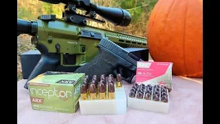 CMMG 458 socom VS Glock 45 acp - Inceptor Ammo Pumpkin shoot