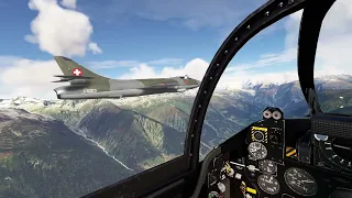 Hawker Hunter & Mirage IIIC over Swiss Alps (Ulrichen) #msfs
