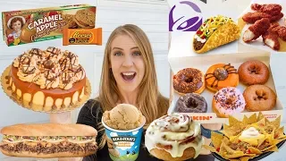 5,300 CALORIE SPOOKTACULAR CHEAT DAY | DONUTS, SNICKERS CAKES, FALL TREATS AND PUMPKIN SPICE + MORE!