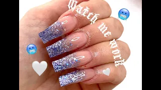 Watch me do my own nails🥶| Glitter ombre ACRYLIC NAIL TUTORIAL (nailsbytascha)