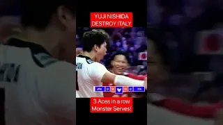 Yuji Nishida Destroys Italy with 3 aces in a row, Monster Jump Serves ! ニシダジャンプサーブ