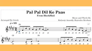 Pal Pal Dil Ke Paas Piano Keyboard lesson /tutorial /with Intro and chords/instrumental/sheet music