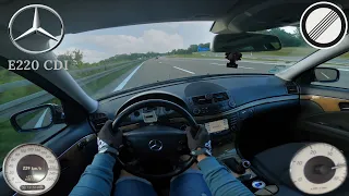 Mercedes-Benz W211 E220 CDI 170 HP Top Speed Drive on Autobahn POV