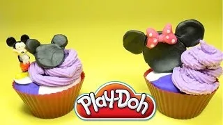 DibusYmas Play Doh CUPCAKES Mickey & Minnie Mouse tea time Disney play dough