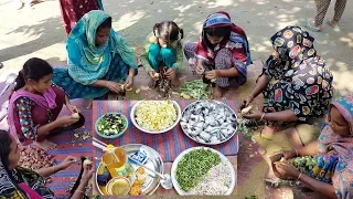 Winter Vegetables & Olive Barb Fish Curry Cooking | Fishing From Ponds & Prepared For Village Kids