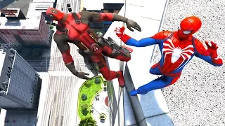 GTA 5 Deadpool Vs Spiderman (Jumps,Falls,Fails) Ragdolls Compilation