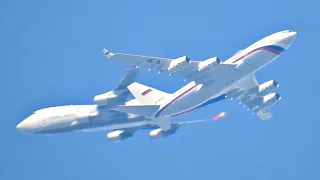 Вот так встреча. Ил-96 и Боинг 747 пролетели в одном кадре - шанс заснять один на миллион.