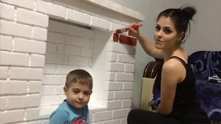 DIY fireplace foam Камин из пенопласта  своими руками