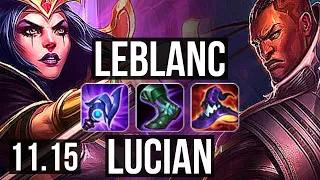 LEBLANC vs LUCIAN (MID) | Rank 1 LeBlanc, 11/2/8, Legendary, Rank 28 | TR Challenger | v11.15