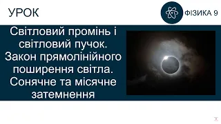 Фізика 9. Урок - Світловий промінь і світловий пучок. Закон прямолінійного поширення світла