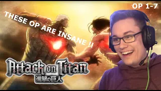Attack on Titan Openings (1-7) FIRST TIME REACTION || SOOO INSANE!!!!