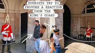 Tourists Try to Provoke a Reaction from the King’s Guard at Horse Guards in London