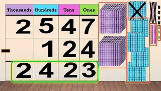 Subtracting 3-digit from 4-digit numbers without regrouping