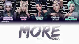 K/DA - MORE Lyrics (Madison Beer, (G)I-DLE, Lexie Liu, Jaira Burns) (Color Coded Han/Rom/Pin/Eng)