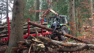 Holz fahren mit Deutz DX3.50 und Rückewagen Eigenbau