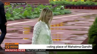 Italian PM Giorgia Meloni at Rajghat | DD India