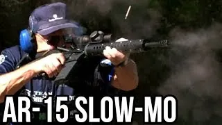 AR-15 in Slow Motion- 3 shots in body and 2 in head in a HALF SECOND with Jerry Miculek!