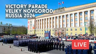 VICTORY PARADE 2024 in A Smaller City of Veliky Novgorod, Russia. LIVE