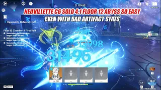 Neuvillette C6 Solo 4.1 Floor 12 Abyss So Easy, Even with Bad Artifact Stats