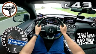 2017 Mercedes C43 AMG (STAGE 1) | V-MAX. Próba autostradowa. RACEBOX 0-100, 100-200 km/h.