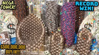 $500,000,000.00 BUY IN, 50 QUARTER CHALLENGE, SUPER MEGA HIGH RISK COIN PUSHER! ( RECORD WIN )