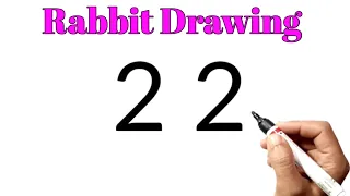 Easy Rabbit Drawing for Beginners | Rabbit Drawing From Number 22