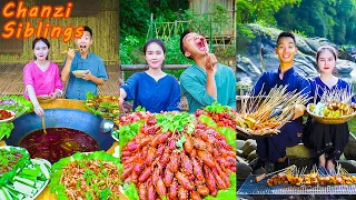 Natural Food Outdoor Cooking | Chinese Mukbang Eating Challenge | Spicy Lobster Hot Pot Recipes