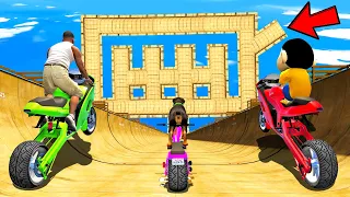 SHINCHAN AND FRANKLIN TRIED 1 WAY MEGA RAMP & CRAZY RACE  JUMP CHALLENGE BY CARS BIKES TRUCKS GTA 5