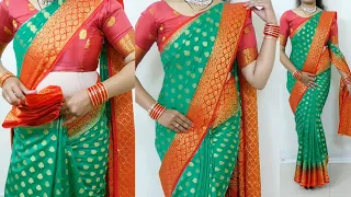 Banarasi silk saree draping in very easy steps | new saree draping tips & tricks with perfect pleats