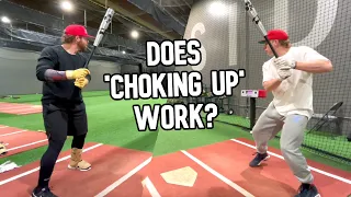How does 'choking up' affect bat speed and exit velocity? (Hittrax & Blast Motion testing)